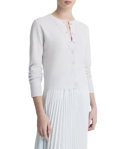 Vince Tipped Half Moon Wool & Cashmere-blend Cardigan In White