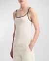 Vince Tipped Pima Cotton Camisole In Flaxen/deep Lake