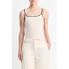 Vince Tipped Pima Cotton Camisole In Flaxen/deep Lake