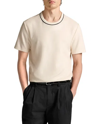 Vince Tipped Pima Pique Short Sleeve Crewneck Tee In Neutral