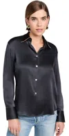 Vince Silk Satin Blouse In Graphite/rye