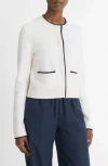 Vince Contrast Tipped Snap Front Cardigan