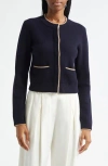 Vince Cardigan In Navy In Coastal/sable