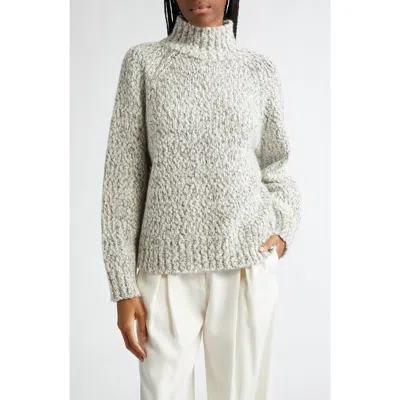 Vince Tonal Marl Wool Blend Mock Neck Sweater In Off White/black