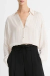 Vince Tonal Stripe Button-up Shirt In Creme