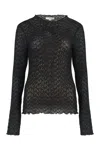 Vince Top Long-sleeved Diamond In Lace In Black