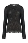 Vince Top Long-sleeved Diamond In Lace In Black