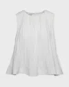 Vince Topp Pleated A-line Crew Neck Offwhite
