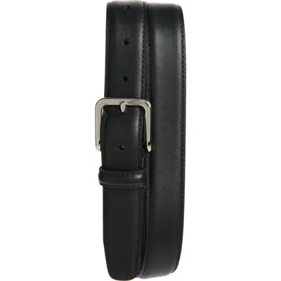Vince Topstitch Leather Belt In Black
