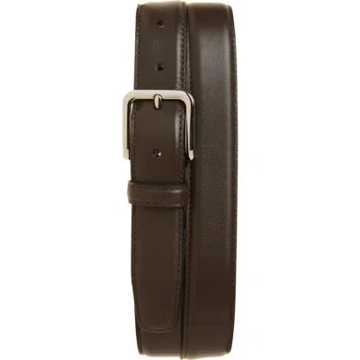 Vince Topstitch Leather Belt In Cacao Brown