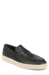 Vince Toren Slip On Loafers In Black Pebble Grained
