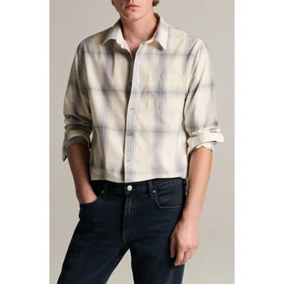 Vince Townes Plaid Cotton Button-up Shirt In Gray