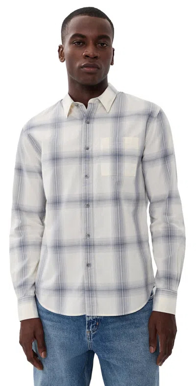 Vince Cotton Check Townes Shirt In Blue