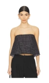 Vince Trellis Plaid Strapless Top In Black