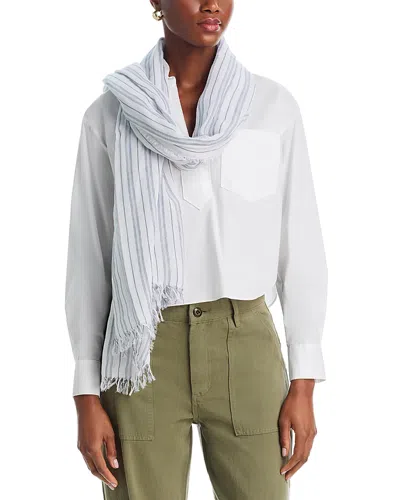 Vince Tri Stripe Cotton Scarf In Blue