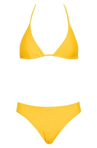 Vince Triangle Bikini Top In Yellow
