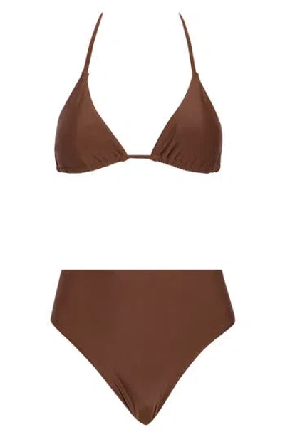 Vince Triangle Bikini Top In Brown