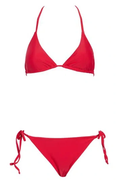 Vince Triangle Bikini Top In Red