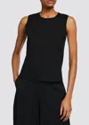 Vince Trim Linen Blend Sweater Tank In Black