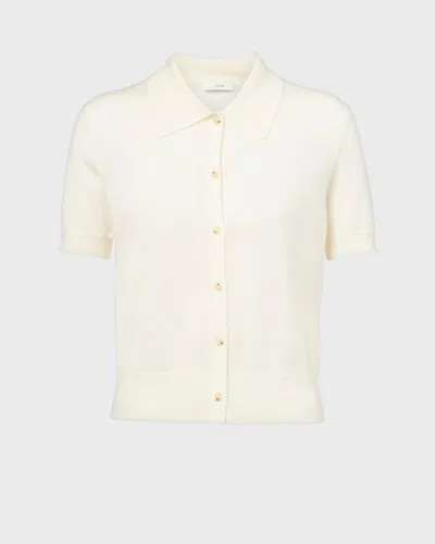 Vince Sweater Collared Button-front In White