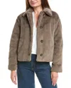 Vince Faux Fur Trucker Jacket In Brown