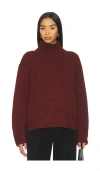 Vince Turtle Neck Side Slit Sweater In Brown
