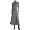 Vince Turtleneck A-line Maxi Dress In Gray