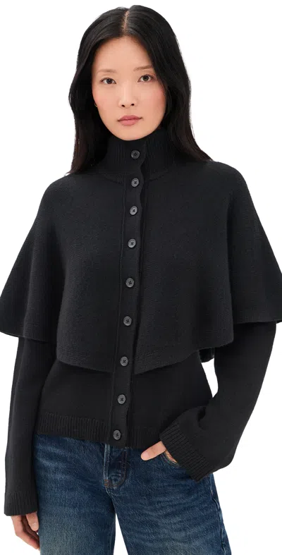 Vince Turtleneck Cape Cardigan Black
