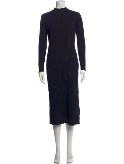 Pre-owned Vince Turtleneck Long Dress In Black