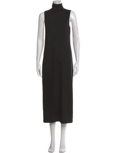 Pre-owned Vince Turtleneck Long Dress In Black