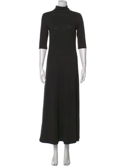 Pre-owned Vince Turtleneck Long Dress In Black