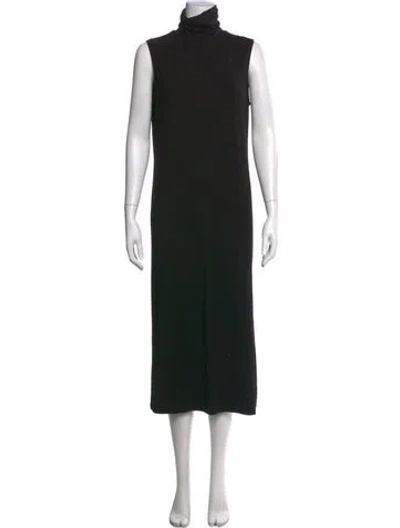 Pre-owned Vince Turtleneck Long Dress In Black