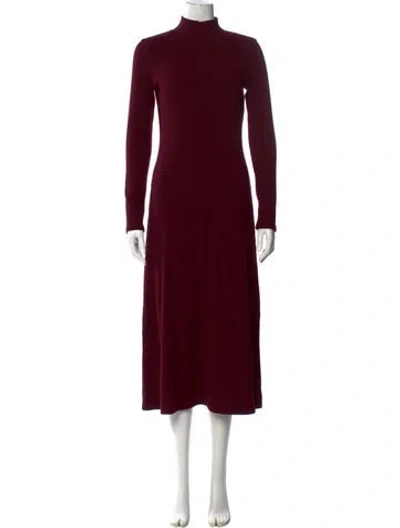 Pre-owned Vince Turtleneck Long Dress In Burgundy