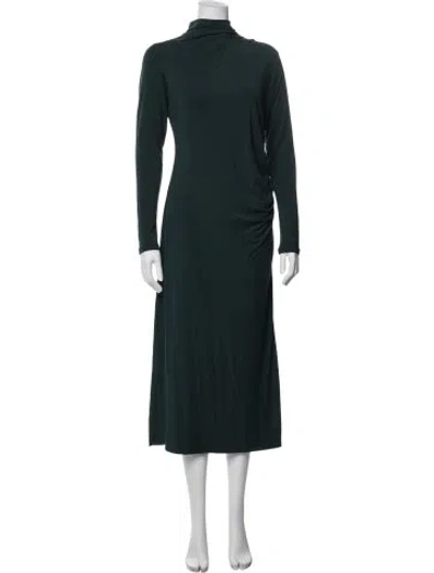 Pre-owned Vince Turtleneck Long Dress In Green