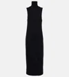 Vince Side-slit Sleeveless Turtleneck Dress In Black In Black