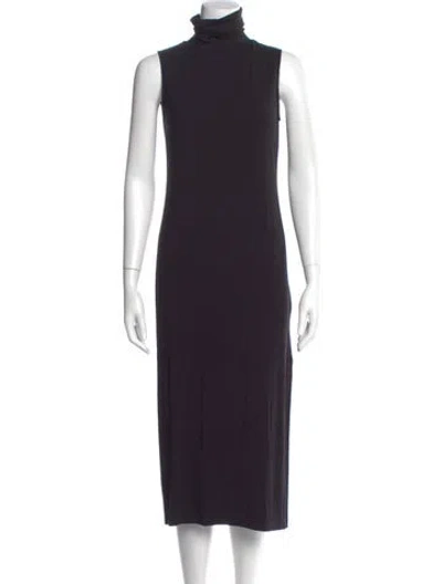 Pre-owned Vince Turtleneck Midi Length Dress In Blue