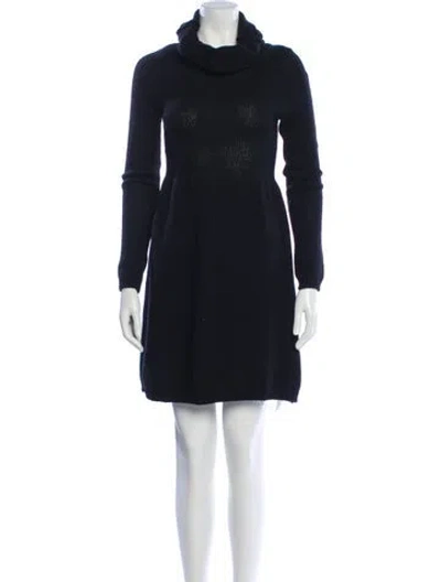 Pre-owned Vince Turtleneck Mini Dress In Black