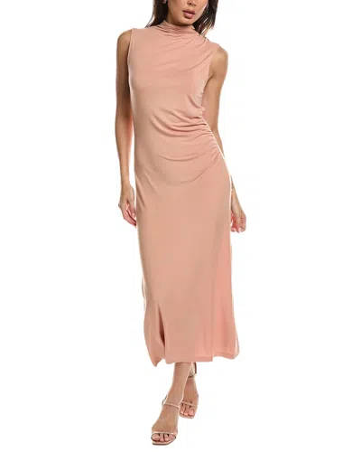 Vince Turtleneck Ruched Dress In Neutral