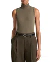 Vince Sleeveless Modal Turtleneck Top In Green