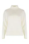 Vince Turtleneck Sweater In Wool And Silk In Neutral