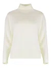 Vince Turtleneck Sweater In Wool And Silk In Neutral