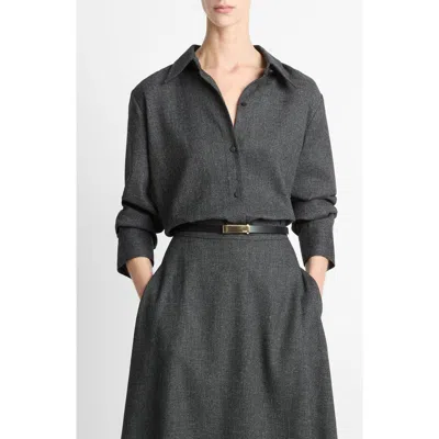Vince Tweed Button-up Shirt In Black