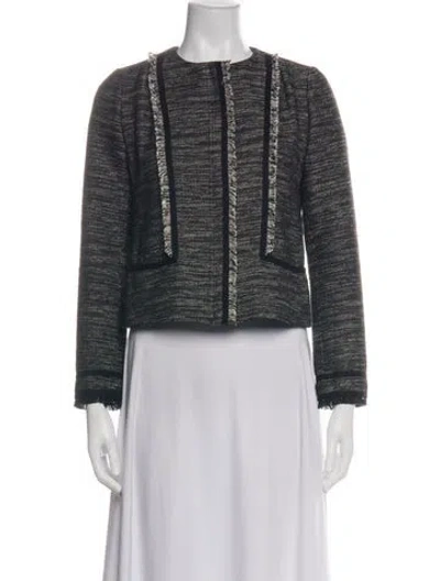 Pre-owned Vince Tweed Pattern Jacket In Black