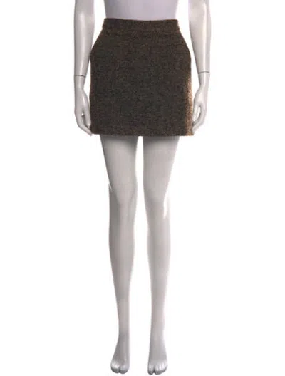 Pre-owned Vince Tweed Pattern Mini Skirt In Brown/gold