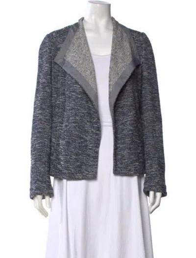 Pre-owned Vince Tweed Pattern Open Front Sweater In Blue