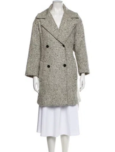 Pre-owned Vince Tweed Pattern Peacoat In Gray