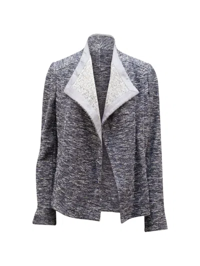 Pre-owned Vince Tweed Texture Open Drape Jacket In Blue