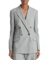 Vince Twill Double Breasted Wool Blazer In Dark Stone Grey