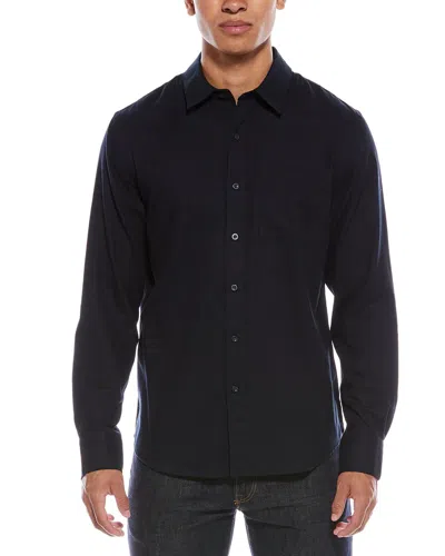 Vince Twill Wool-blend Shirt In Blue