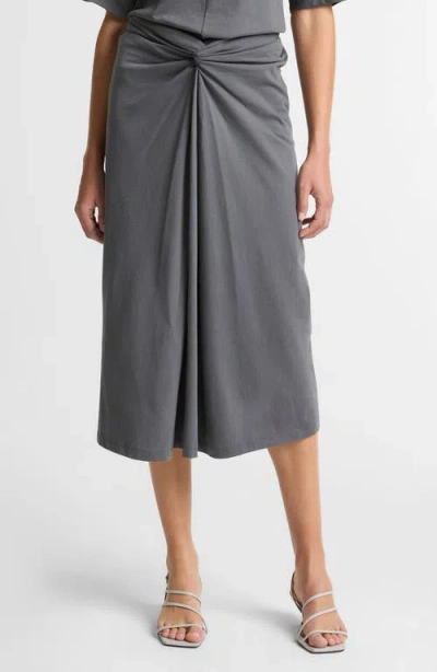 Vince Twist Front Midi Skirt In Gray